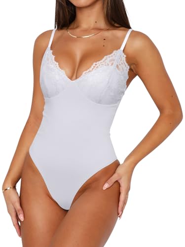 PINKMSTYLE Women 2025 Sexy Lace Cami Bodysuits Backless Non See Through Slim Fit Summer Going Out Tops