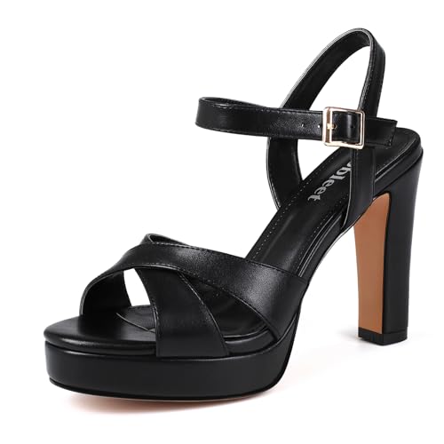 Platform High Heels for Women Strappy Chunky Heels Sandals for Women Open Toe Block Heeled Sandals with Ankle Strap Summer Dress Shoes
