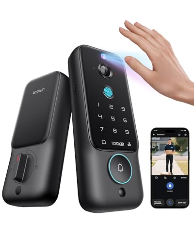 Lockin Veno Plus Smart Lock with 2K 180?? Security Camera & Video Doorbell, AI Local Storage, Palm Vein/Fingerprint Keyless Entry Door Lock, Smart Locks for Front Door Bulit in Wi-Fi, App Control