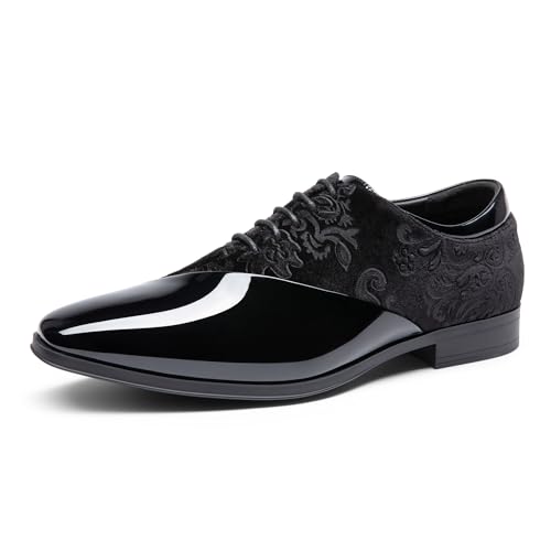 Bruno Marc Men's Dress Tuxedo Shoes Classic Patent Velvet Lace-up Formal Caden Oxford