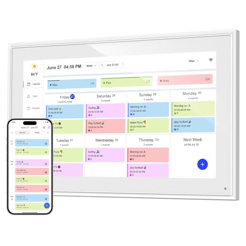 Digital Calendar, 15.6 Inch Smart Digital Calendar & Chore Chart, HD Interactive Touchscreen Display for Family Schedules, Wall-Mounted, Share Moments Instantly from Anywhere