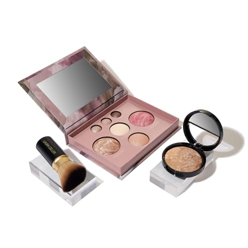 LAURA GELLER NEW YORK Baked Starter Kit: Medium - Best of the Best Full Face Palette + Baked Balance-n-Brighten Powder Foundation + Retractable Angled Kabuki Brush Set