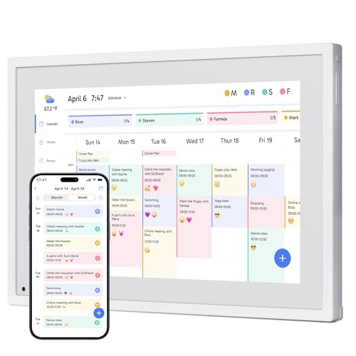 Dragon Touch 10.1 inch Digital Calendar Chore Chart ?C Interactive Touchscreen, Smart Family Planner, Hearth Display Desk Digital Calendar Seamless Scheduling
