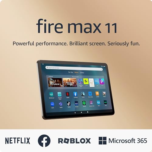 Amazon Fire Max 11 tablet (newest model) vivid 11?? display, all-in-one for streaming, reading, and gaming, 14-hour battery life, optional stylus and keyboard, 64 GB, Gray