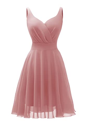 Dressever Summer Cocktail Dress V-Neck Adjustable Spaghetti Strap Chiffon Sundress