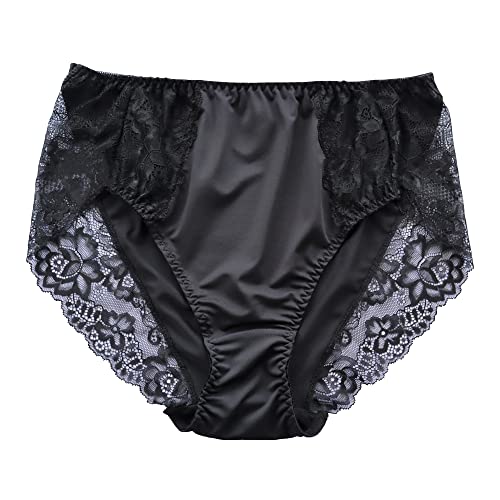 Women's Plus Size Briefs Hi Cut Full Brief Panty Lace Trimmed Milk Protein Fiber Underwear