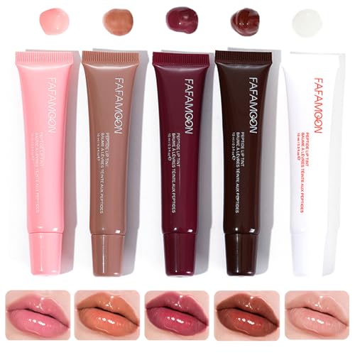 Lip Jam Hydrating Lip Gloss | Glitter Glossy Plumping Lipgloss | High Shine Glass Finish Nude Colors Shiny Jelly Liquid Lipstick for Women and Girls (5 Colors Set)