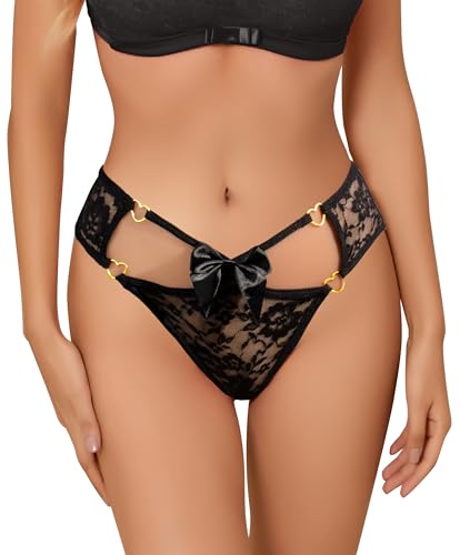 Hibluco Women Sexy Underwear Floral Lace Panties Mesh Hipster Stretch Bikinis