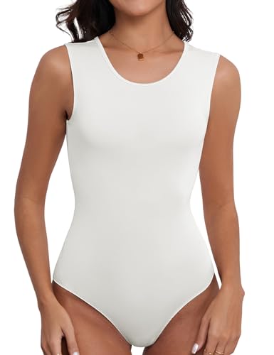 Cute Sleeveless Tank Tops Bodysuit for Women Crew Neck Casual 2025 Summer Tops