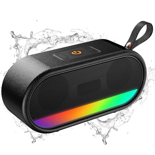 Portable Bluetooth Speaker with LED Lights, 24W Loud Sound Punchy Bass, Portable Wireless Up to 10H Playtime, Built-in Mic Bluetooth 5.3, IPX6 Waterproof Wireless Speaker for Home/Outdoor/Party/Beach