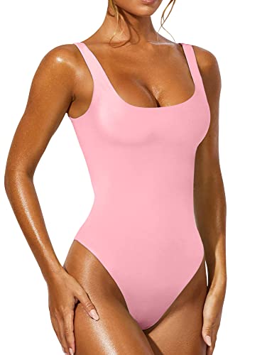 YFANG Women's Sexy Basic Bodysuit Sleeveless Double Lined Slim Fit Tank Tops