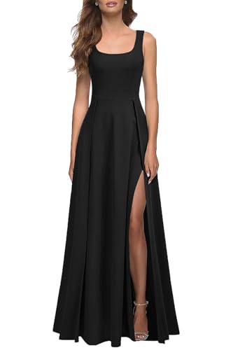 MUSHARE Women's Square Neck Sexy Split Cocktail Party Maxi Long Formal Dress