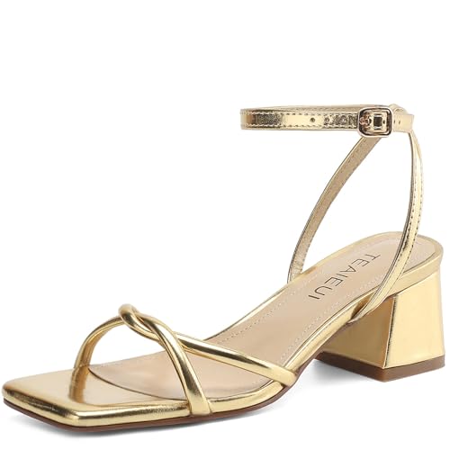 Women's Sandals Strappy Heels for Women Dressy Open Square Toe Comfort Chunky Block Heel Dress Shoes for Prom Party Wedding